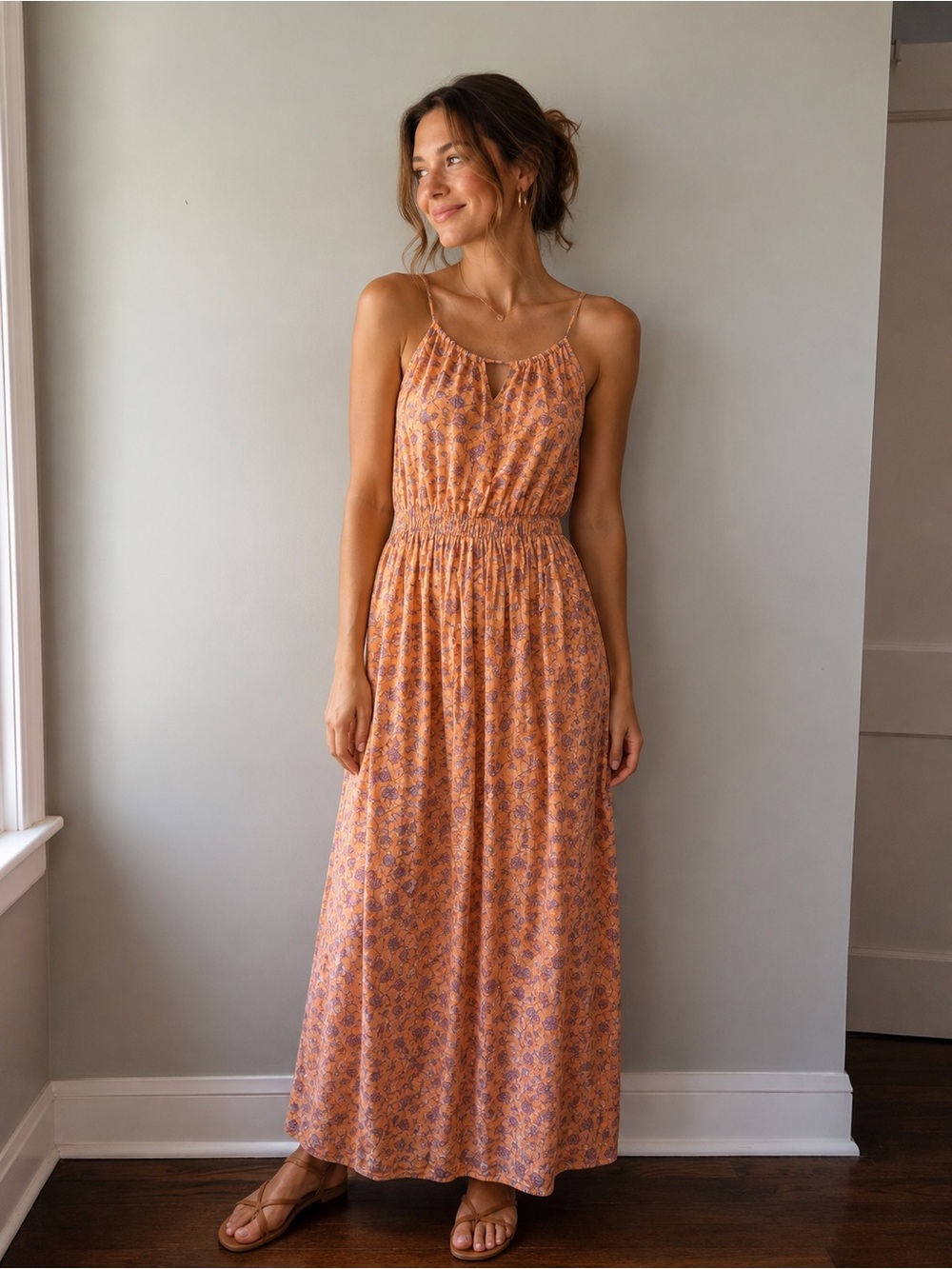 Anthropologie Celina Moon Smocked Halter Maxi Dress SZ S